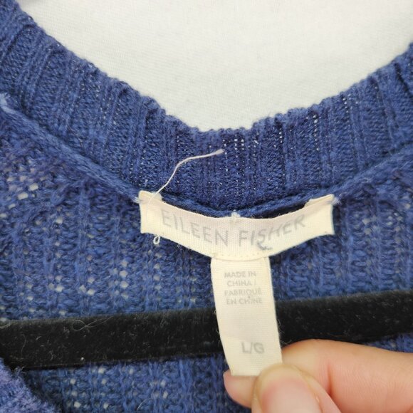 Eileen Fisher Organic Linen Cotton Slub Tunic Sweater Womens Large Open Knit - Picture 5 of 12